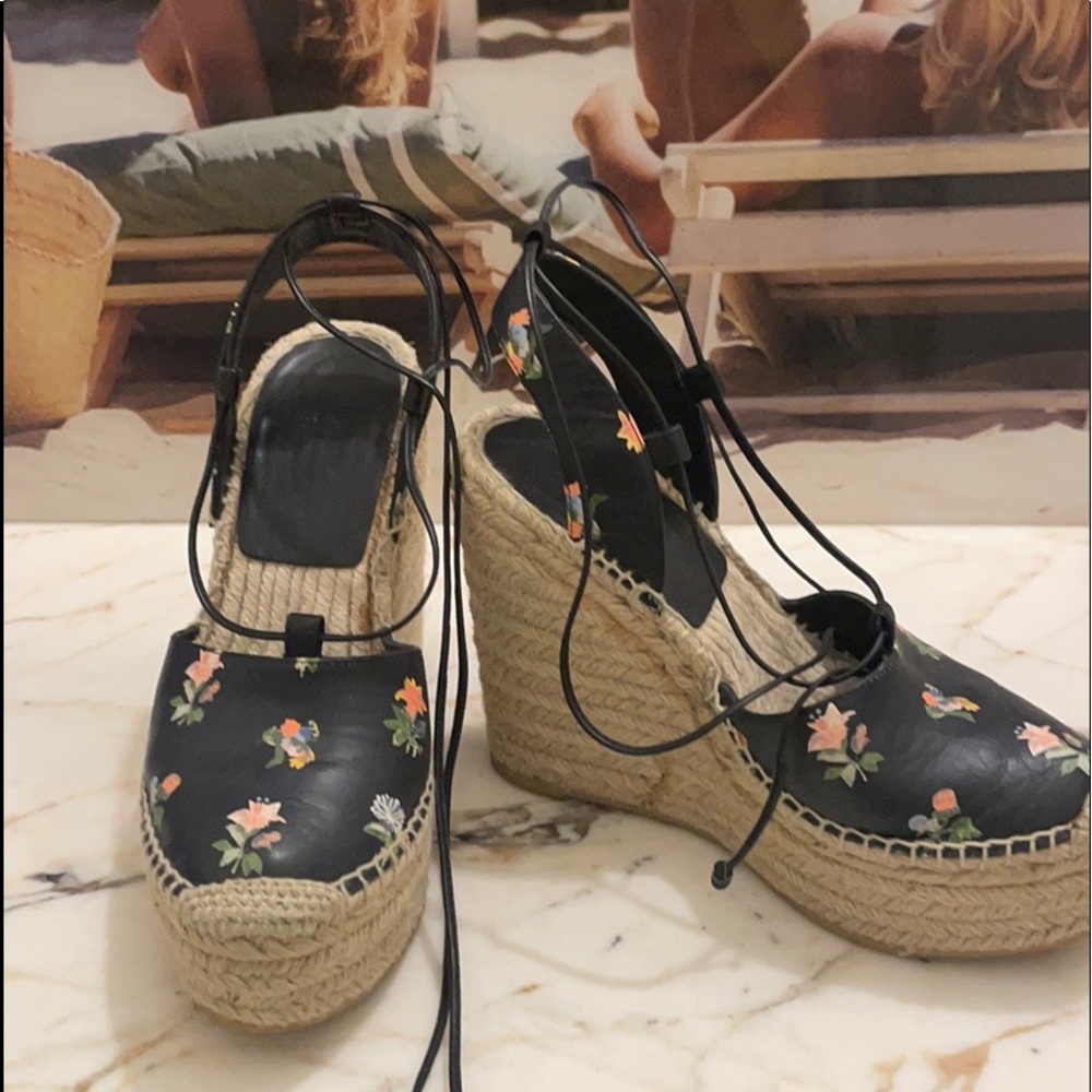 Saint Laurent's  floral leather wedge sandals